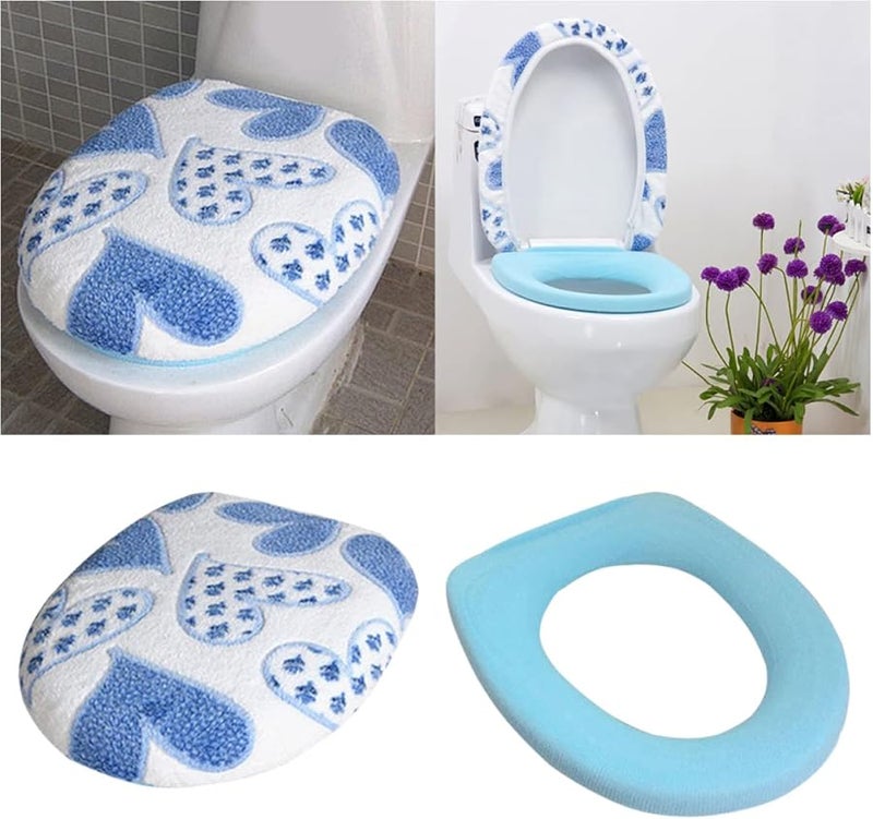 قطعتان من غطاء مقعد المرحاض السميك من الفليس، مجموعة إكسسوارات الحمام الناعمة، ديكور المنزل - Image 1